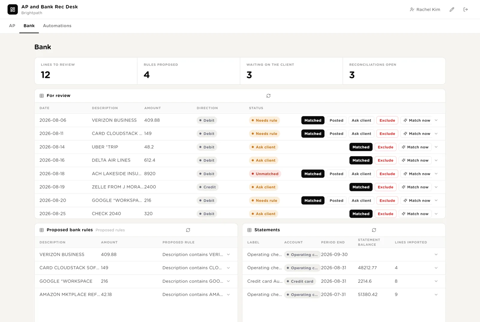 Bank: the review, the rules, the questions, the close