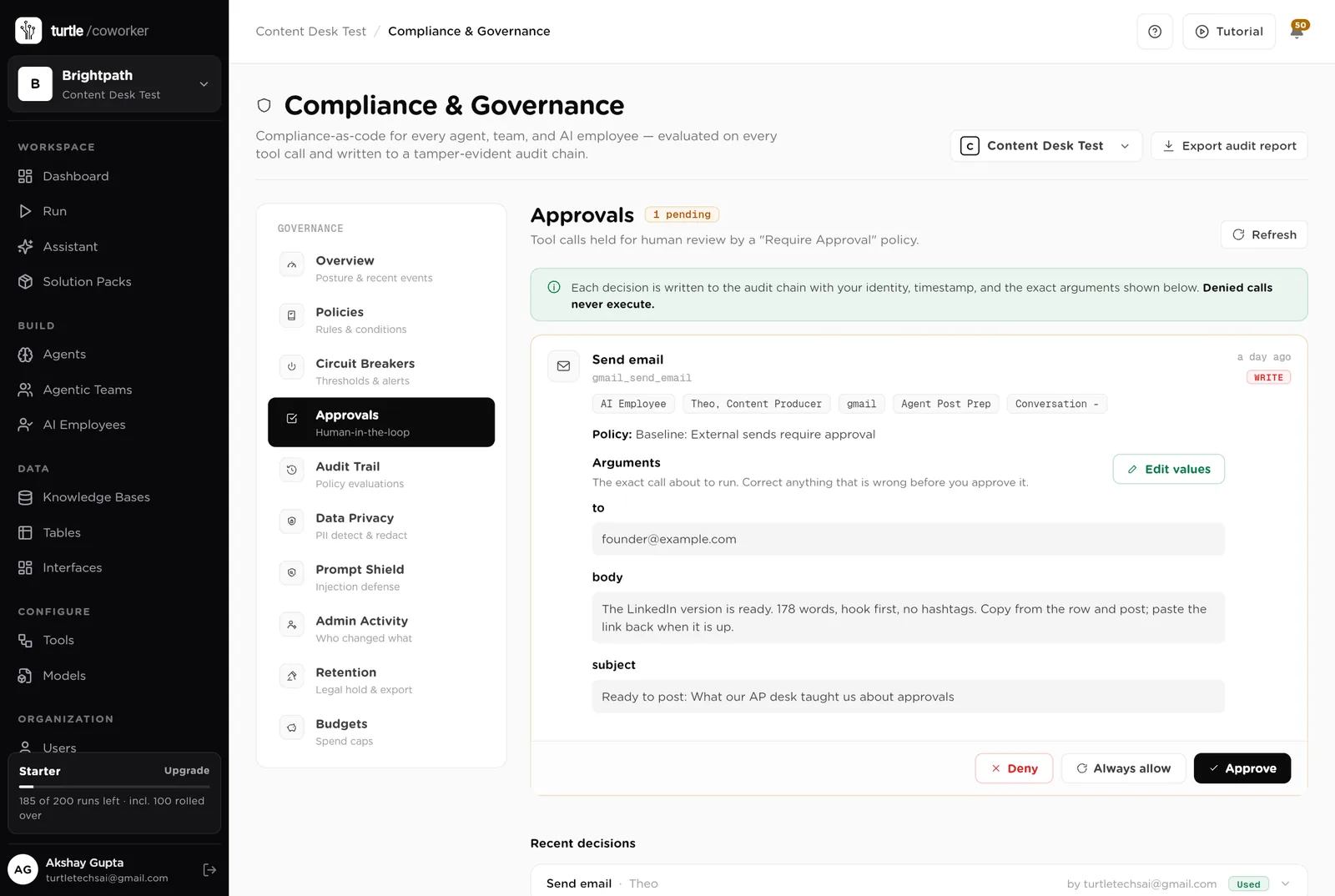 Approvals