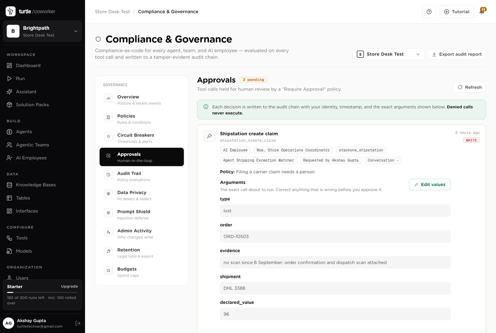 Approvals